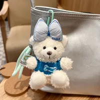 Creative Contrast Color Bow Sweater Bear Keychain Cute Cartoon Plush Toy Bag Pendant Car Key Chain Women main image 4