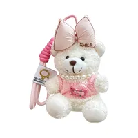 Creative Contrast Color Bow Sweater Bear Keychain Cute Cartoon Plush Toy Bag Pendant Car Key Chain Women main image 5