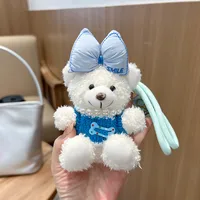 Creative Contrast Color Bow Sweater Bear Keychain Cute Cartoon Plush Toy Bag Pendant Car Key Chain Women sku image 4