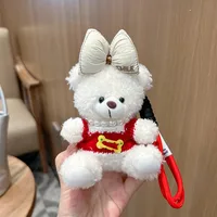 Creative Contrast Color Bow Sweater Bear Keychain Cute Cartoon Plush Toy Bag Pendant Car Key Chain Women sku image 5