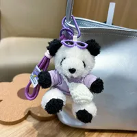 New Style Cute T-Shirt Bag Panda Bear Plush Pendant Car Keychain Cartoon Bag Pendant Girl's Gift main image 3