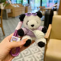 New Style Cute T-Shirt Bag Panda Bear Plush Pendant Car Keychain Cartoon Bag Pendant Girl's Gift sku image 3