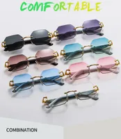 New  Frameless Trim Sunglasses Fashion Trendy Leopard Decoration Vintage Wood Grain Legs  T22101 main image 2