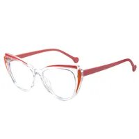 New Trend Splicing Frame Anti-blue Light Personality Cat's Eye Retro Glasses Frame Large Frame Flat Mirror T22114 main image 3