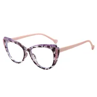New Trend Splicing Frame Anti-blue Light Personality Cat's Eye Retro Glasses Frame Large Frame Flat Mirror T22114 sku image 2