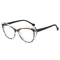 New Trend Splicing Frame Anti-blue Light Personality Cat's Eye Retro Glasses Frame Large Frame Flat Mirror T22114 sku image 4