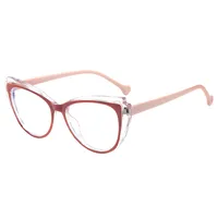 New Trend Splicing Frame Anti-blue Light Personality Cat's Eye Retro Glasses Frame Large Frame Flat Mirror T22114 sku image 5