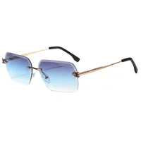 New Summer Frameless Small Square Trim Sunglasses Men's And Women's Fashion Items Sunglasses T22137 sku image 3
