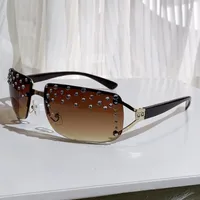 French Retro Y2K Millennium Spice Girls Sunglasses Women's Frameless Diamond-encrusted Technology Accessories Ins Niche Sunglasses main image 1