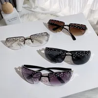 French Retro Y2K Millennium Spice Girls Sunglasses Women's Frameless Diamond-encrusted Technology Accessories Ins Niche Sunglasses main image 2