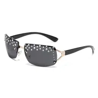 French Retro Y2K Millennium Spice Girls Sunglasses Women's Frameless Diamond-encrusted Technology Accessories Ins Niche Sunglasses main image 4