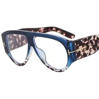 New Large Frame Men's And Women's Pilot Style Plain Glasses M6154T Decorative  Fashion  Glasses Frame sku image 2