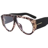 New Large Frame Men's And Women's Pilot Style Plain Glasses M6154T Decorative  Fashion  Glasses Frame sku image 4