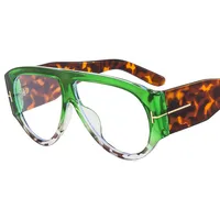 New Large Frame Men's And Women's Pilot Style Plain Glasses M6154T Decorative  Fashion  Glasses Frame sku image 5