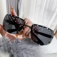French Retro Y2K Millennium Spice Girls Sunglasses Women's Frameless Diamond-encrusted Technology Accessories Ins Niche Sunglasses sku image 1