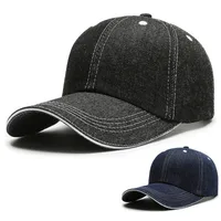 In Stock Denim Baseball Cap Bare Cap Outdoor Denim Monochrome Dome Big Brim Sunshade Hat  Hot Sale main image 1