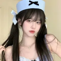 Navy Hat JK Sailor Hat  New Sunscreen Hat Women's Sunshade Seaside Sun Hat Summer Beret sku image 5