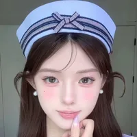 Navy Hat JK Sailor Hat  New Sunscreen Hat Women's Sunshade Seaside Sun Hat Summer Beret sku image 11