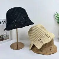Sunscreen Fisherman Hat Women's Summer New-style Simple All-match Sunshade Basin Hat Knitted New-style Woven Face-covering Bucket Hat main image 1