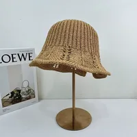 Sunscreen Fisherman Hat Women's Summer New-style Simple All-match Sunshade Basin Hat Knitted New-style Woven Face-covering Bucket Hat sku image 3