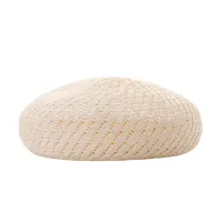 Spring Tencel Fluffy Linen New Knitted Hollow Beret New Artists' Cap Women's New-style Fine Knitted sku image 1