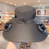 Solar Fan Hat Men's Summer Outdoor Mountaineering Fishing UV-proof Sunshade Oversized Beaves Sunscreen Fisherman Hat sku image 12