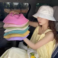 Dopamine New-style Candy-colored Fisherman Hat Solid Color Sunscreen Bucket Hat Table Lamp Hat Thin Elegant Sun Hat Basin Hat main image 1