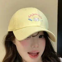 Cute Kitten Embroidered Baseball Cap Women's Spring And Summer Big Head Wide Brim Showing Face Small Cap New Style All-match Hat main image 1
