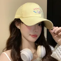 Cute Kitten Embroidered Baseball Cap Women's Spring And Summer Big Head Wide Brim Showing Face Small Cap New Style All-match Hat main image 2