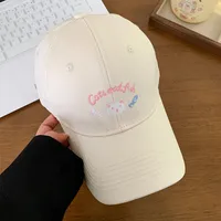 Cute Kitten Embroidered Baseball Cap Women's Spring And Summer Big Head Wide Brim Showing Face Small Cap New Style All-match Hat sku image 1