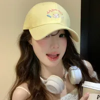Cute Kitten Embroidered Baseball Cap Women's Spring And Summer Big Head Wide Brim Showing Face Small Cap New Style All-match Hat sku image 3