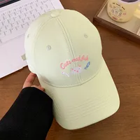 Cute Kitten Embroidered Baseball Cap Women's Spring And Summer Big Head Wide Brim Showing Face Small Cap New Style All-match Hat sku image 4
