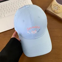 Cute Kitten Embroidered Baseball Cap Women's Spring And Summer Big Head Wide Brim Showing Face Small Cap New Style All-match Hat sku image 6