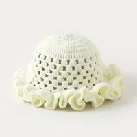 Hollow-out Knitted Solid Color Lace Fisherman Hat Spring And Autumn All-match Ruffled Cute Sweet Wool Pullover Cap main image 5