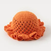 Hollow-out Knitted Solid Color Lace Fisherman Hat Spring And Autumn All-match Ruffled Cute Sweet Wool Pullover Cap sku image 4