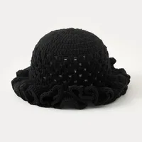 Hollow-out Knitted Solid Color Lace Fisherman Hat Spring And Autumn All-match Ruffled Cute Sweet Wool Pullover Cap sku image 6