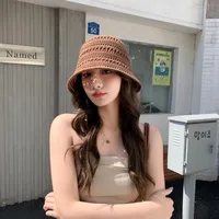 New Knitted Hollow Fisherman Hat Women's Summer  New Breathable Sun Protection Sunshade Hat Bucket Basin Hat Sun Hat main image 3