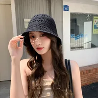 New Knitted Hollow Fisherman Hat Women's Summer  New Breathable Sun Protection Sunshade Hat Bucket Basin Hat Sun Hat main image 4