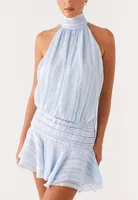 Women's Sheath Dress Elegant Halter Neck Sleeveless Solid Color Above Knee Holiday Daily sku image 6