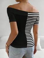 Women's T-shirt Short Sleeve T-Shirts Streetwear Stripe main image 2