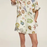Casual Women's Casual Vacation Starfish Conch Linen Polyester Shorts Co-ord Set Shorts Sets main image 5