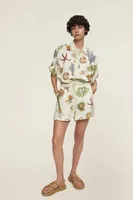 Casual Women's Casual Vacation Starfish Conch Linen Polyester Shorts Co-ord Set Shorts Sets sku image 5