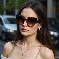 Hip-Hop Streetwear Leopard PC UV400 Protection Tinted Lenses Oval Frame Full Frame Glasses main image 1
