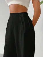 Women's Casual Holiday Daily Basic Simple Style Classic Style Solid Color Full Length Casual Pants Wide Leg Pants main image 4