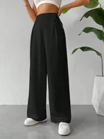 Women's Casual Holiday Daily Basic Simple Style Classic Style Solid Color Full Length Casual Pants Wide Leg Pants main image 2