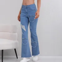 Women's Holiday Street Simple Style Streetwear Solid Color Full Length Jeans main image 1