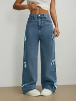 Women's Holiday Street Classic Style Streetwear Solid Color Full Length Jeans sku image 9