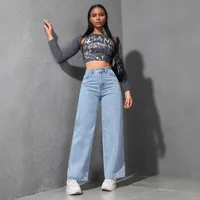 Women's Daily Street Streetwear Solid Color Full Length Jeans main image 1
