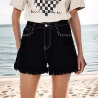 Women's Holiday Street Classic Style Streetwear Solid Color Shorts Jeans sku image 1