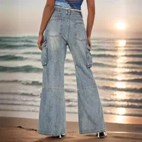 Women's Holiday Street Classic Style Streetwear Solid Color Full Length Jeans main image 2